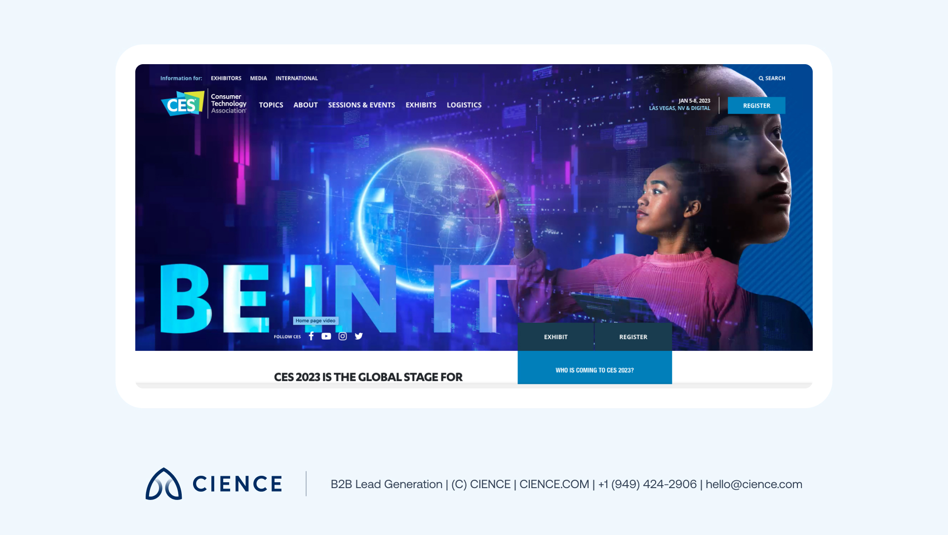 CES Las Vegas conference with breakthrough technology exhibits and global innovators on show floor